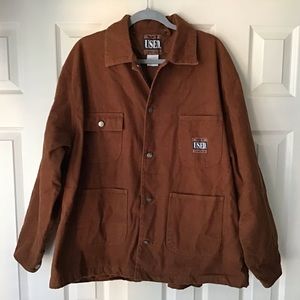 Vintage Get Used Classic Jean Jacket Coat Mens Sz M Whiskey Brown Denim Pockets